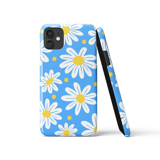 Retro Blue White Daisies iPhone Case