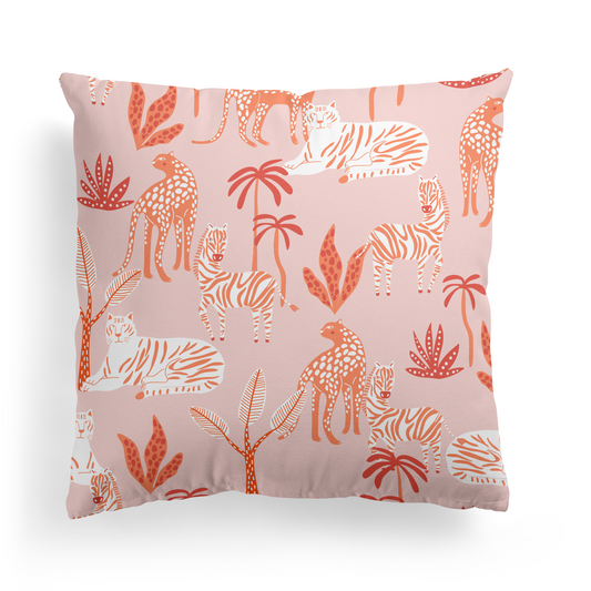 Pink Wildlife Artistic Throw Pillow