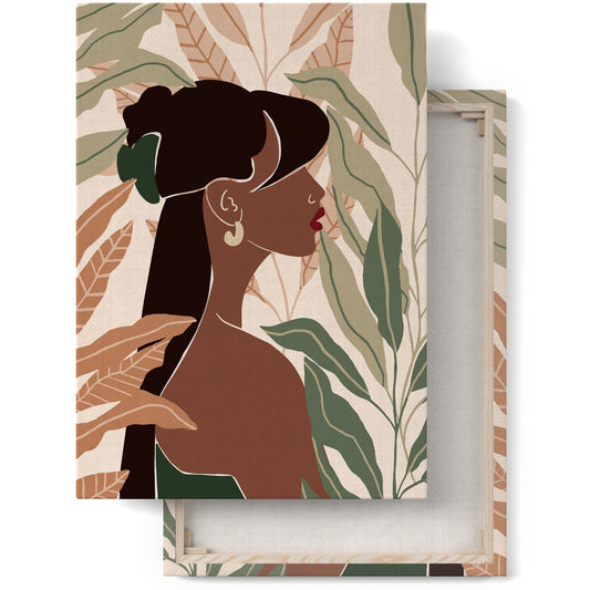 Green Jungle Woman Canvas Print