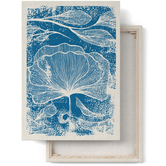 Blue Ginkgo Biloba Floral Canvas Print