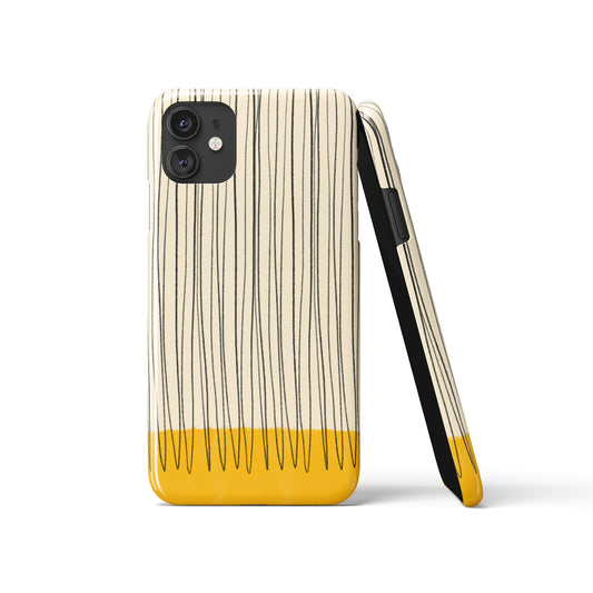 Yellow Abstract Line Art Painting iPhone Case