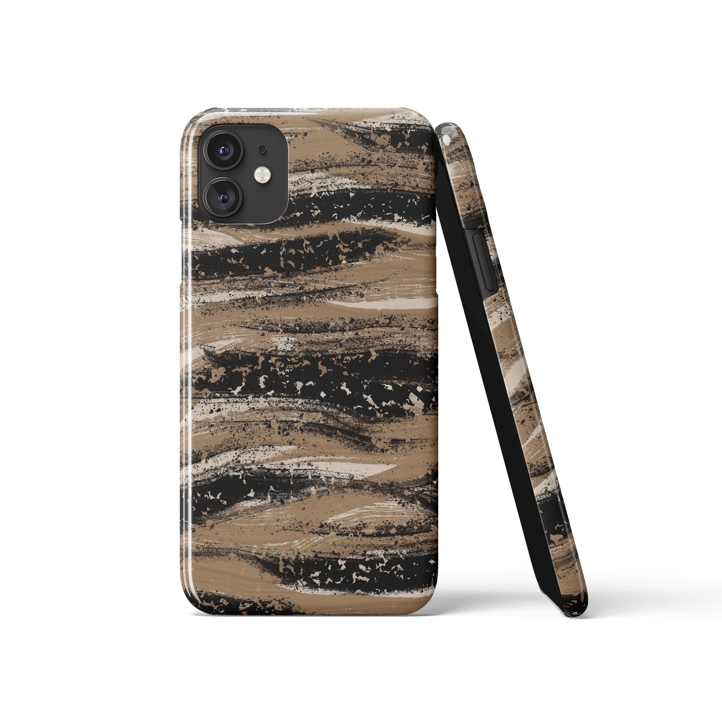 Painted Beige&Black Grunge Pattern iPhone Case