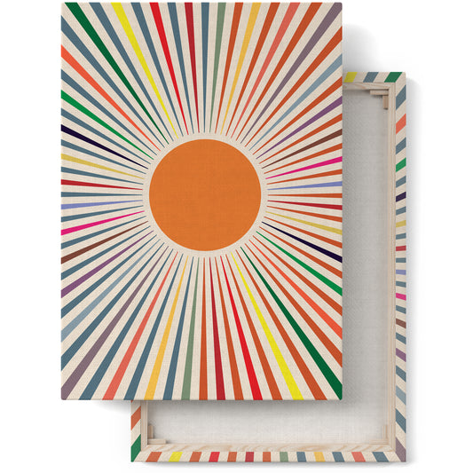 Retro Colorful Sun Canvas Print