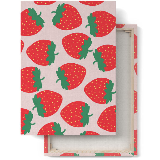 Pink Strawberries Fruit Canvas Print