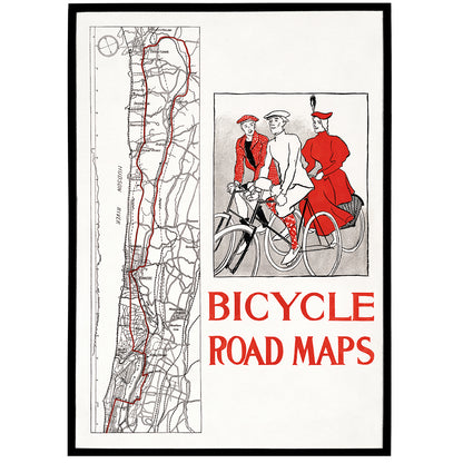 Bicycle Road Maps Vintage Poster