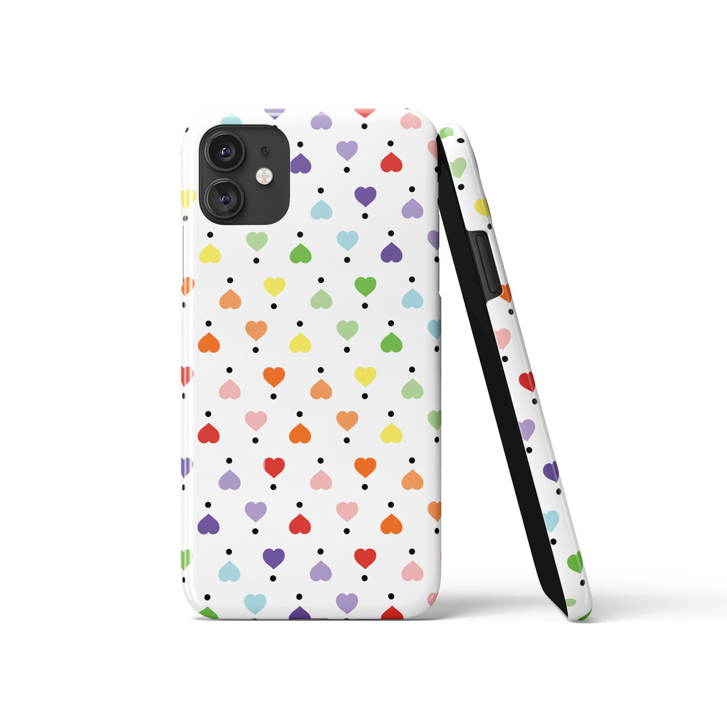 Colorful Rainbow Hearts Pattern iPhone Case