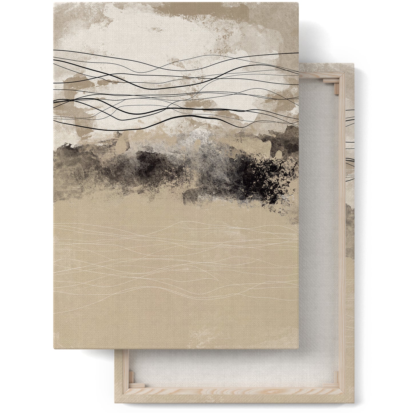 Beige Modern Abstract Painting Canvas Print