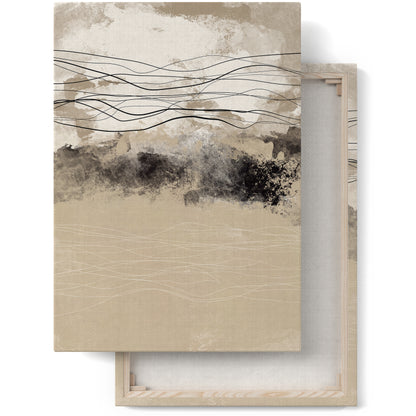 Beige Modern Abstract Painting Canvas Print