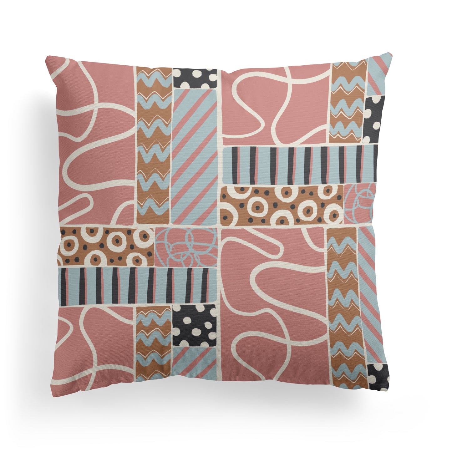 Pastel Boho Mid Century Modern Pattern Throw Pillow