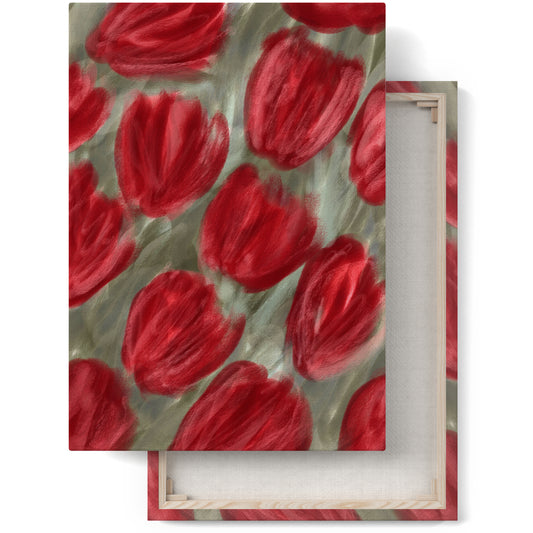 Red Tulips Feminine Canvas Print