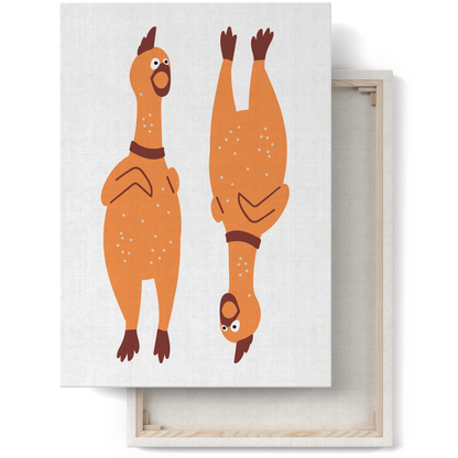 Funny Cartoon Chicken Canvas Print