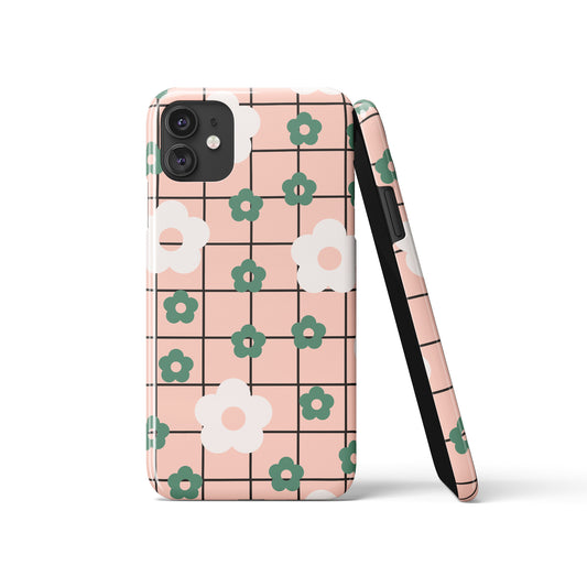 Checkered 60s Flowers iPhone Case