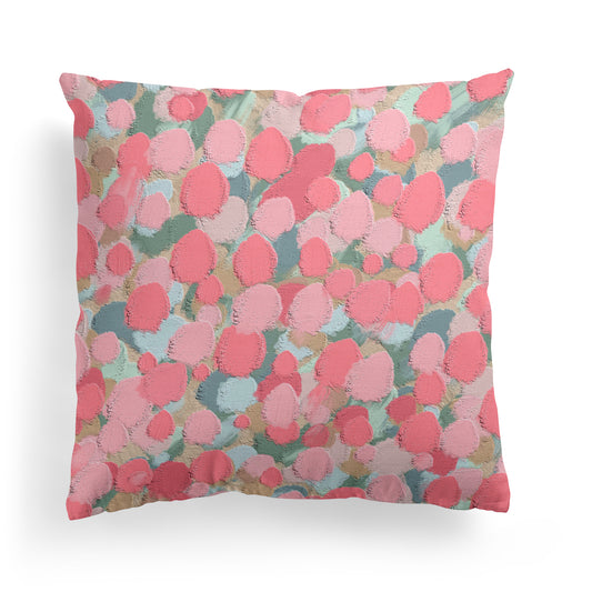 Pink Acrylic Abstract Painting Throw Pillow