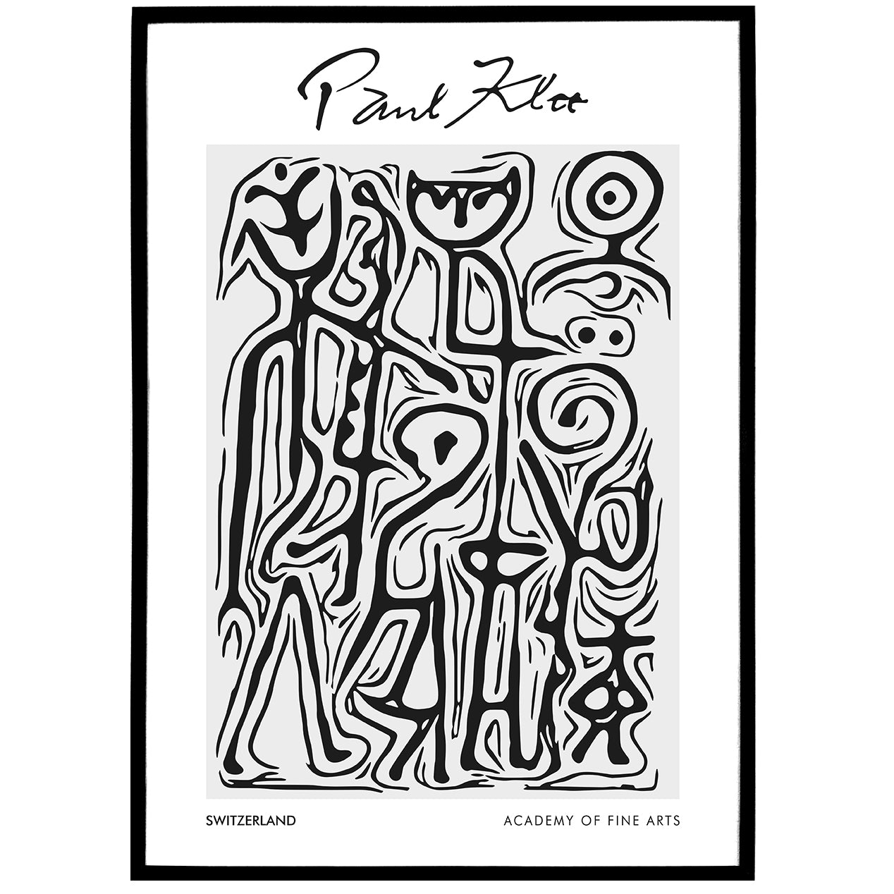 P. Klee Abstract Black&White Poster