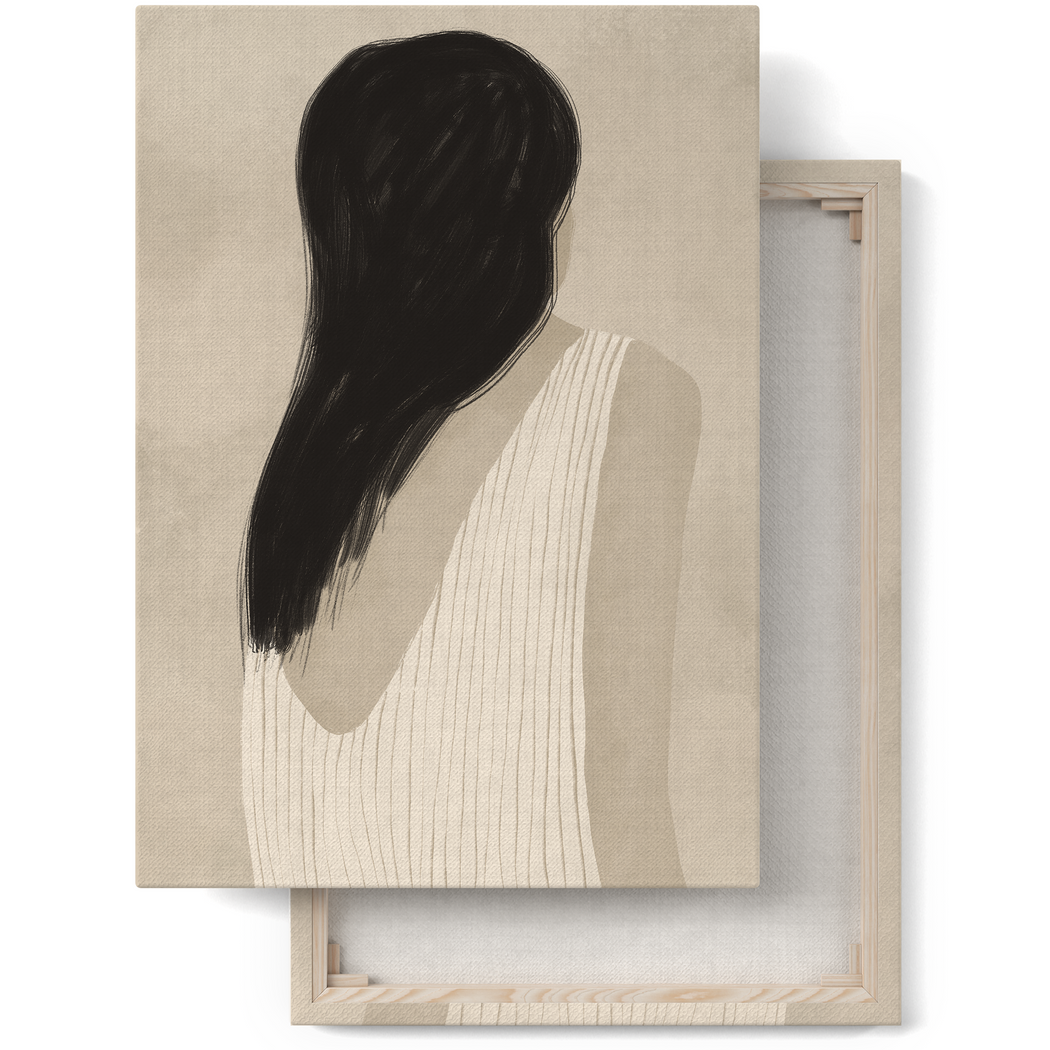 Woman in Beige Painted Canvas Print