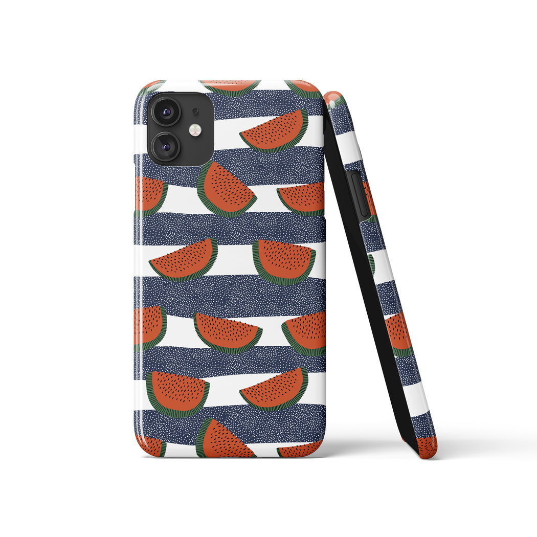 Striped Watermelon Fruit Pattern iPhone Case