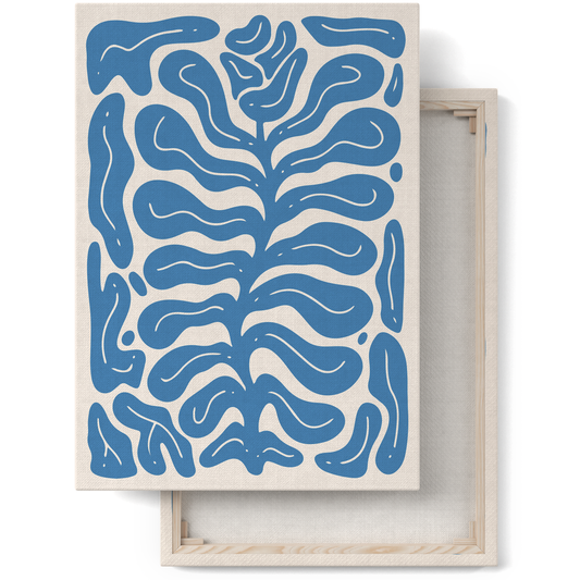 Blue Abstract Leaf Botanical Canvas Print