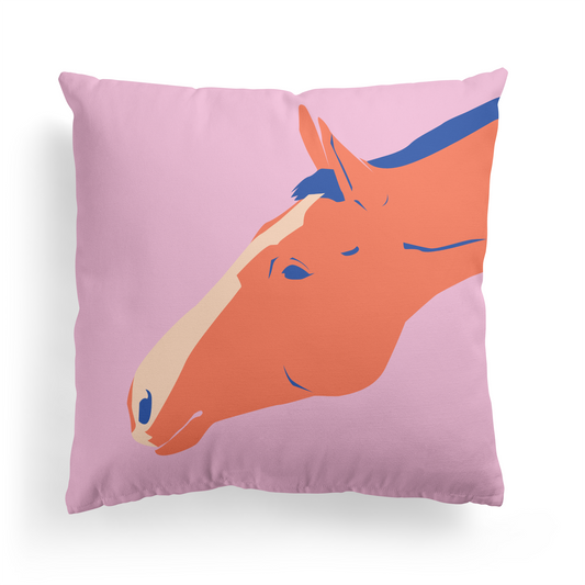 Horse Farmhouse Decor Pink Throw Pillow