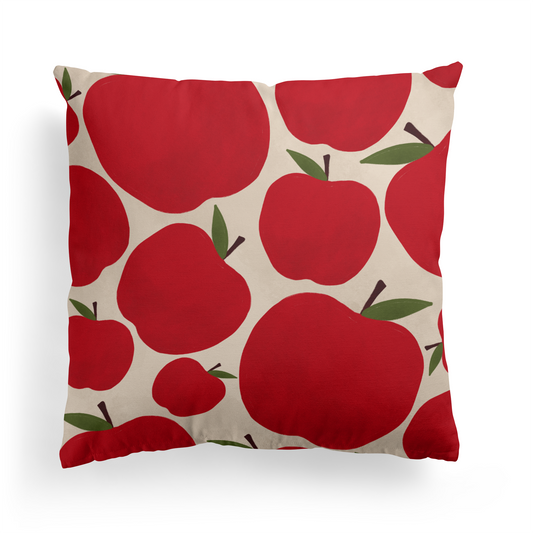 Farmhouse Red Apples Cottage Throw Pillow