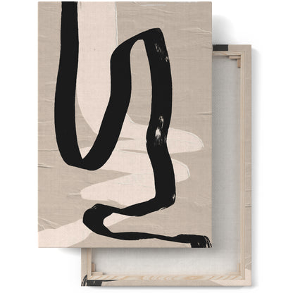 Black and Beige Lines Painting Canvas Print