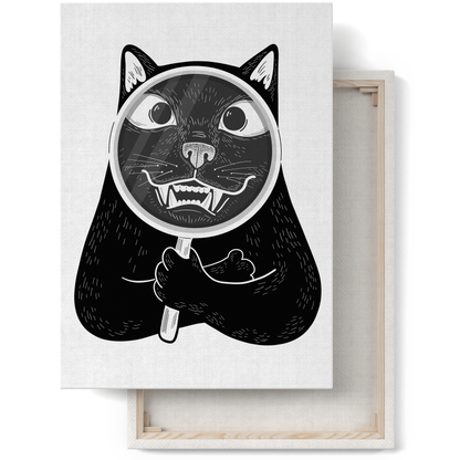 Funny Creepy Black Cat Canvas Print