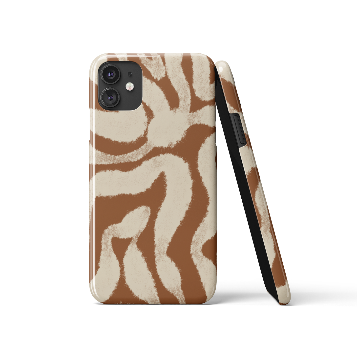 Brown Beige Abstract Line Art iPhone Case