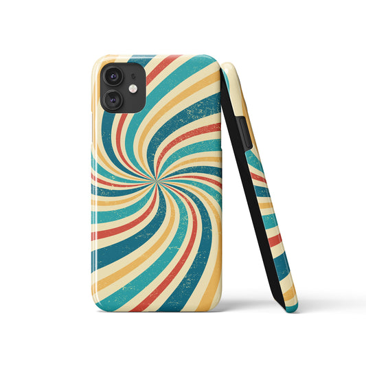 Blue Swirl Retro Abstract Pattern iPhone Case