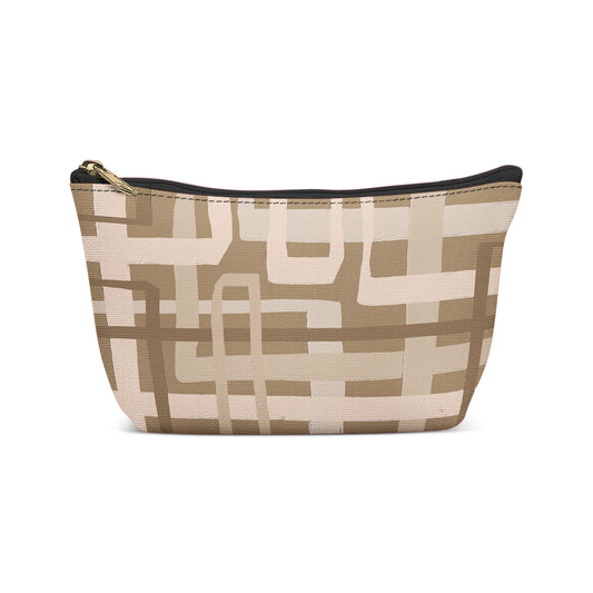 Beige Geometric Art Make-up Bag