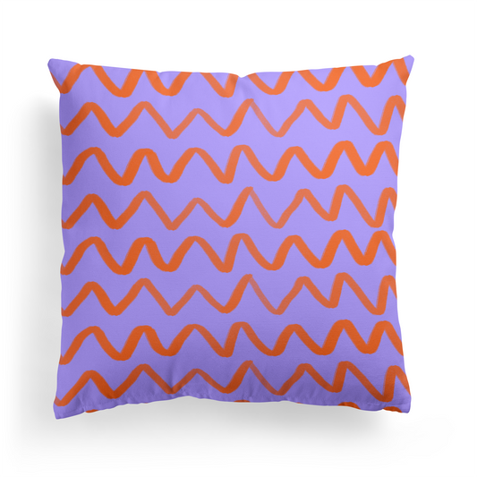 Violet and Orange Zig Zag Throw Pillow