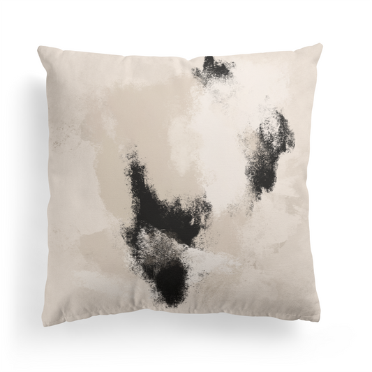 Light Beige Painted Abstract Japandi Style Throw Pillow