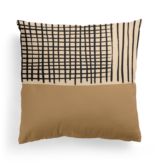 Beige Mid Century Modern Pattern Throw Pillow