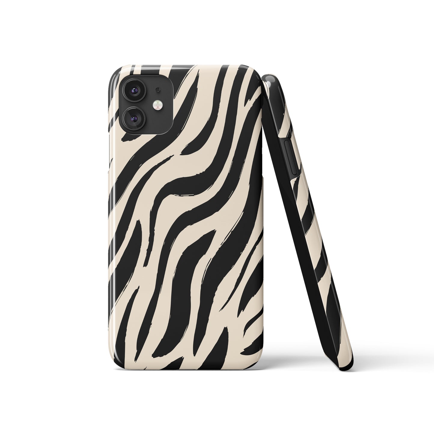 Black Beige Zebra Animal Pattern iPhone Case