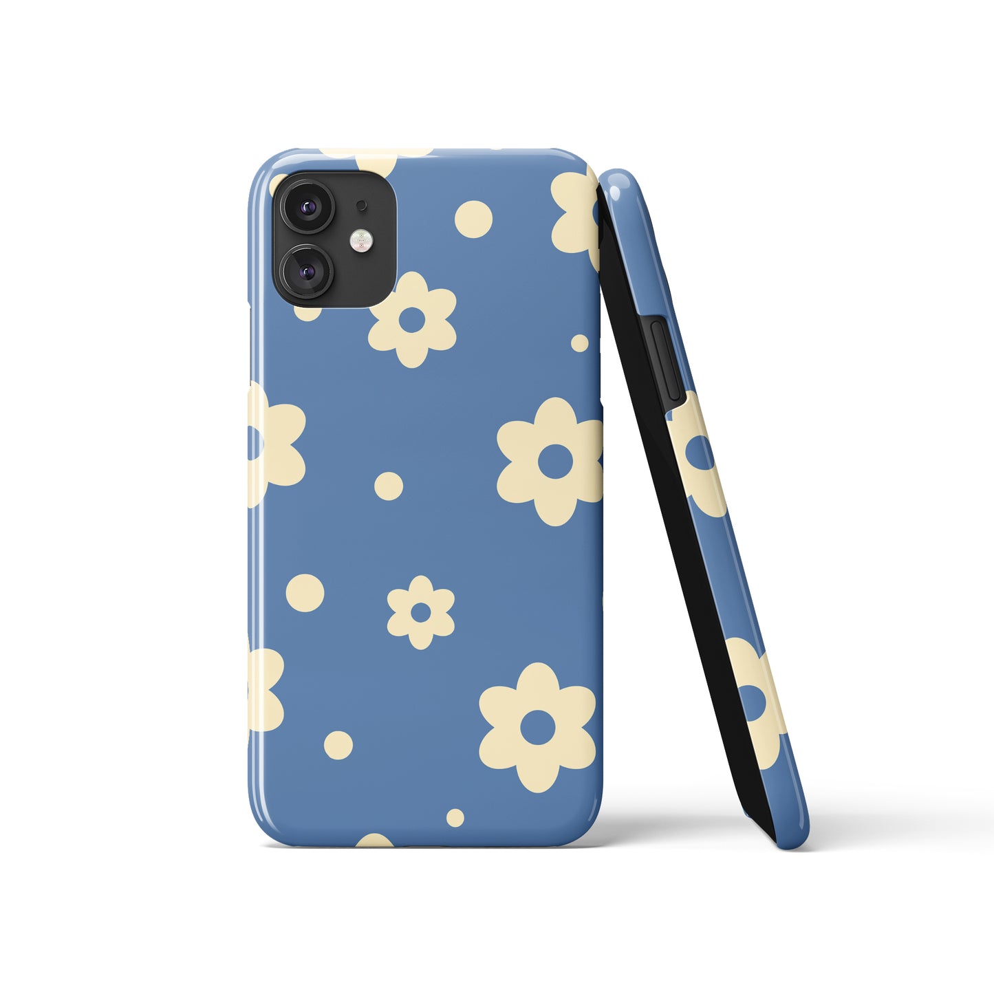 Blue Retro Flowers Sixites 60s iPhone Case