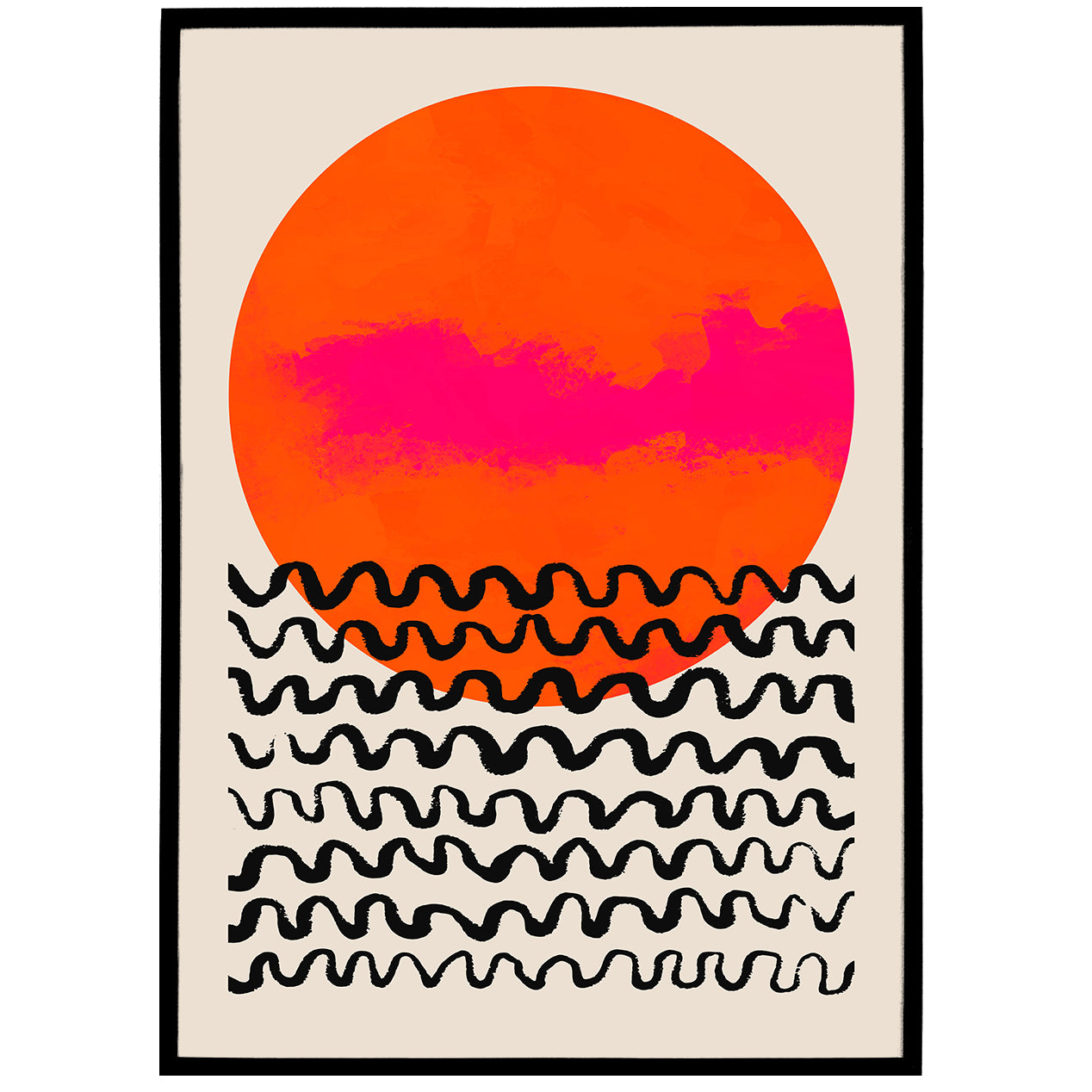 Mid Century Modern Pink Sun Poster