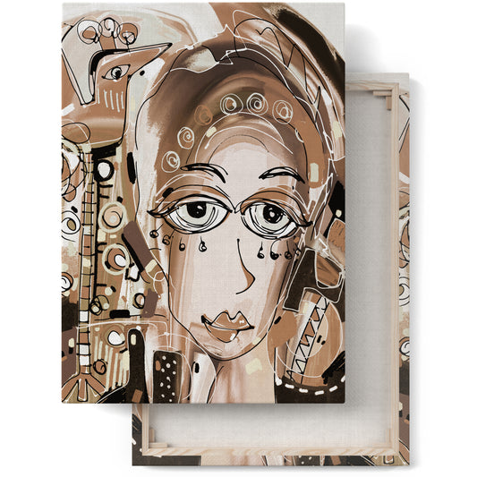 Beige Woman Artistic Canvas Print