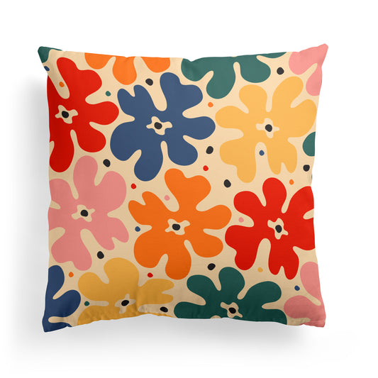 Throw Pillow with Retro Flowers