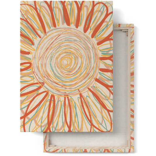 Abstract Boho Painted Sunflower Canvas Print