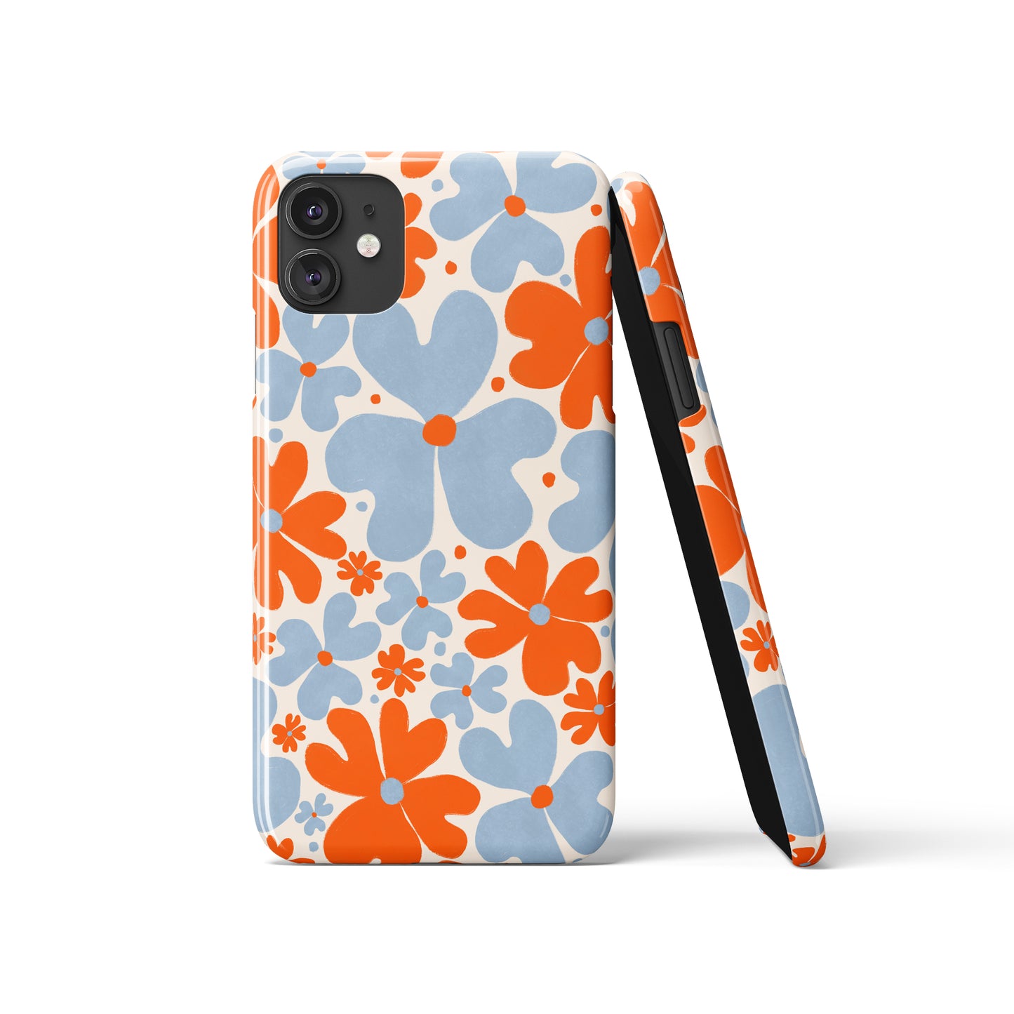 Blue and Orange Floral Art iPhone Case