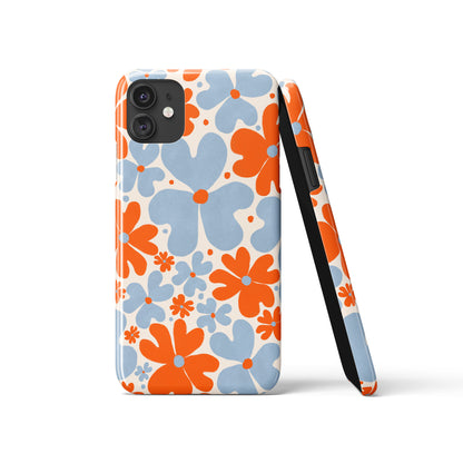 Blue and Orange Floral Art iPhone Case