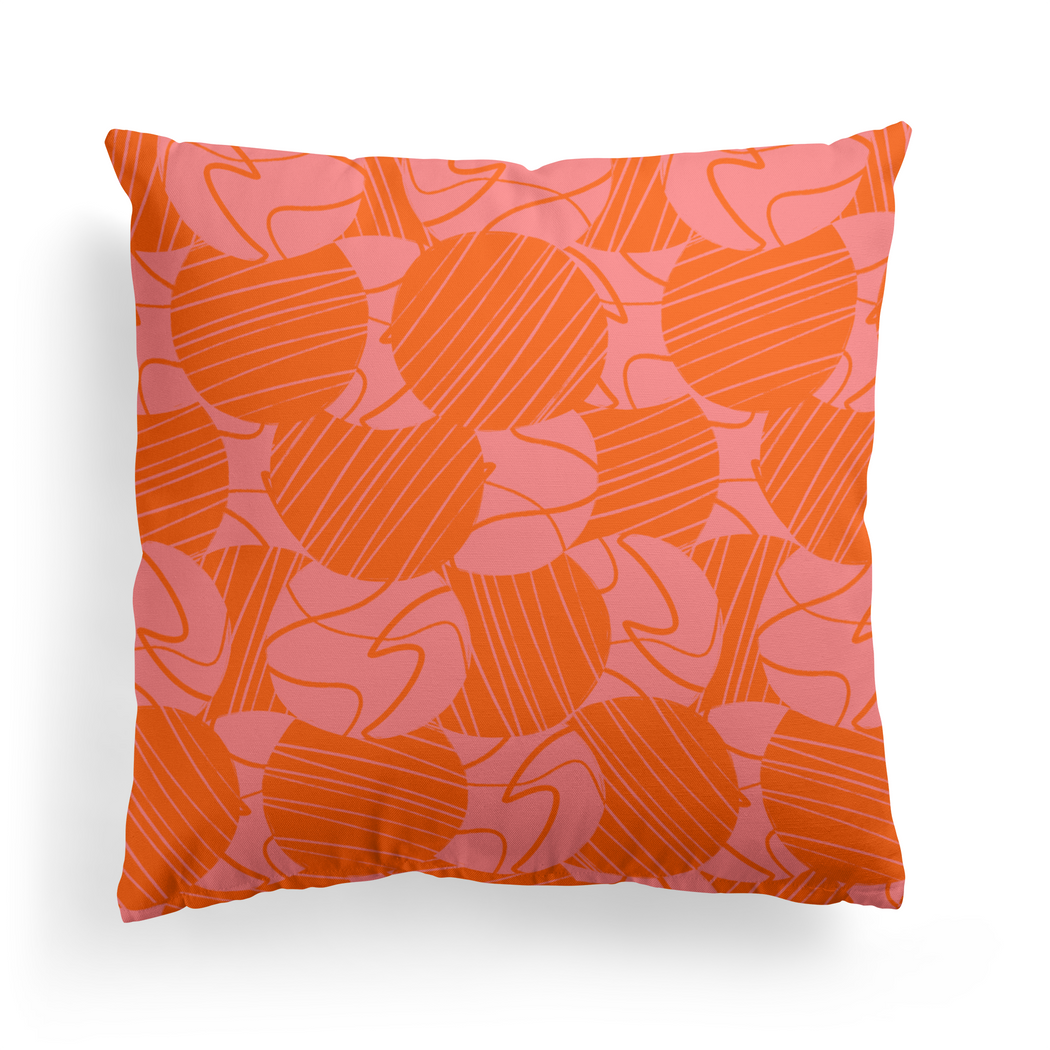 Pink and Orange Modern Pattern Throw Pillow