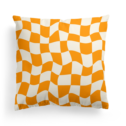 Retro Wavy Checkboard Throw Pillow