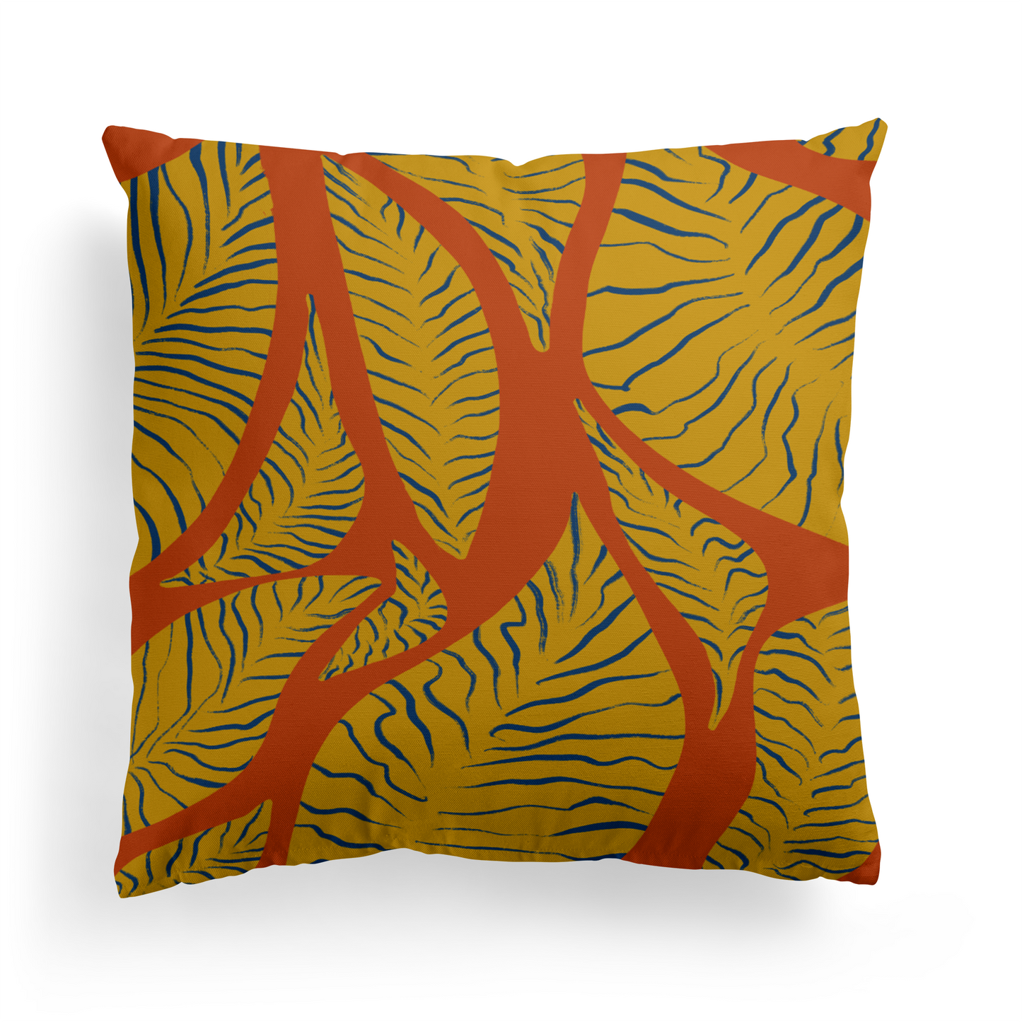 Tropical Colorful Leaf Pattern Throw Pillow