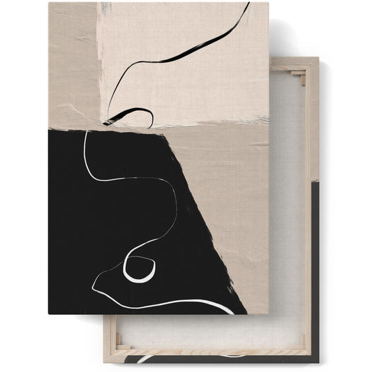 Black and Beige Blocks Canvas Painting