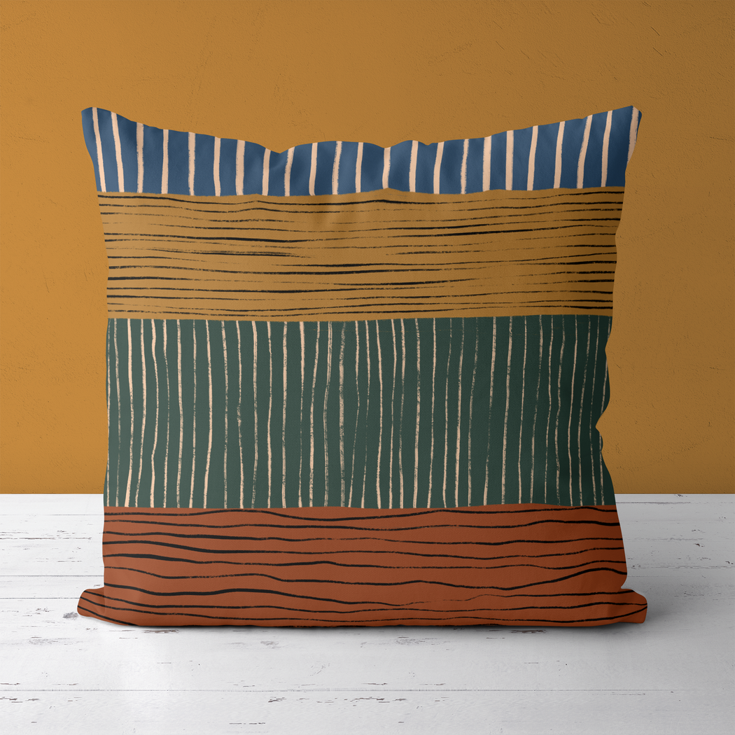 Painted Colorful Striped Throw Pillow