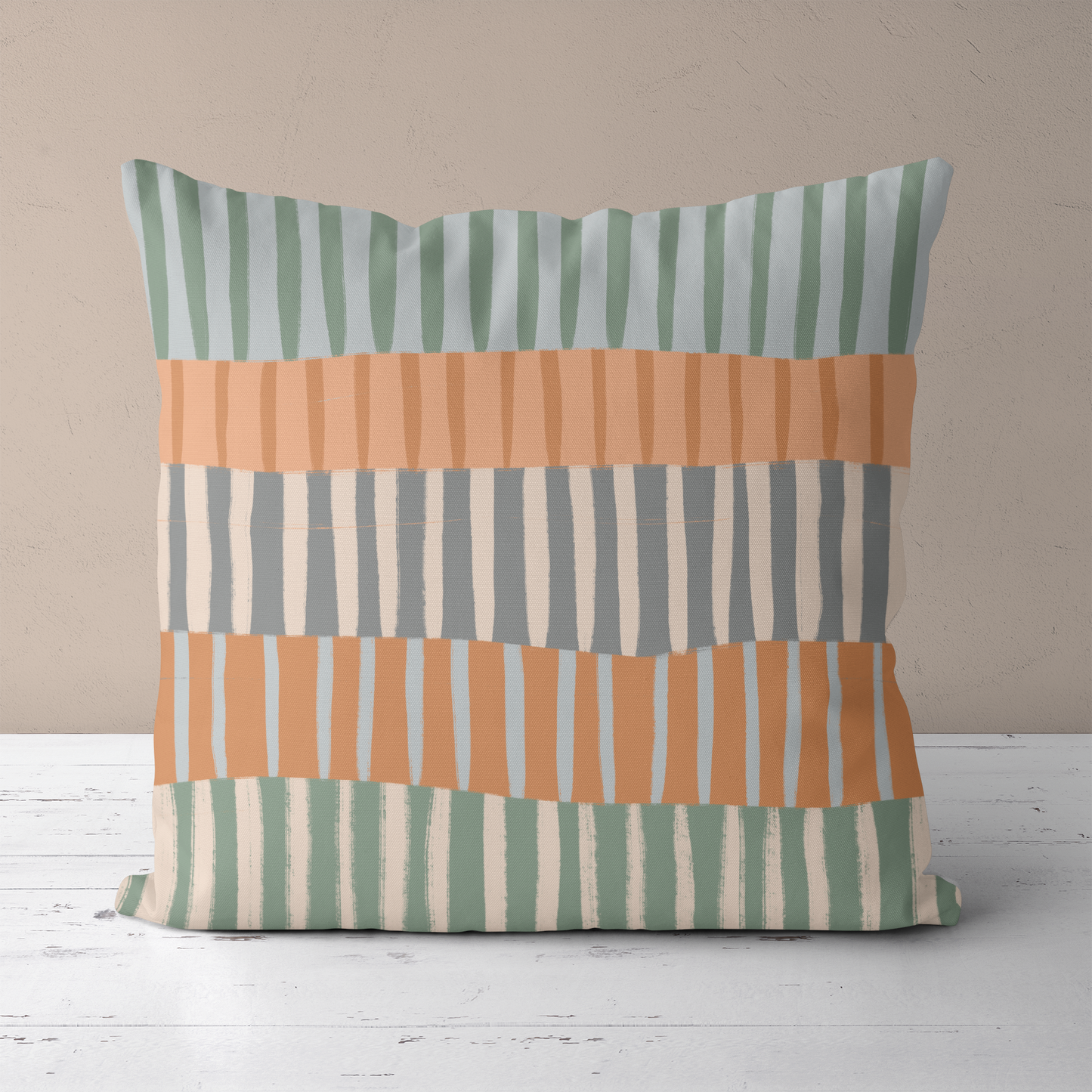 Vintage Striped Minimalist Throw Pillow