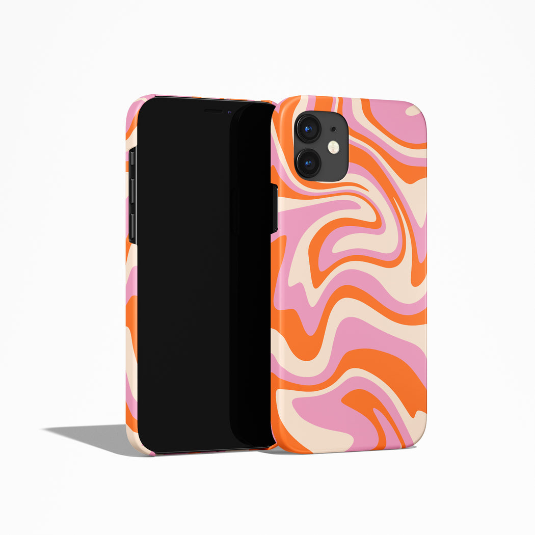 Pink Orange Groovy Hippie Swirl 60s 70s iPhone Case