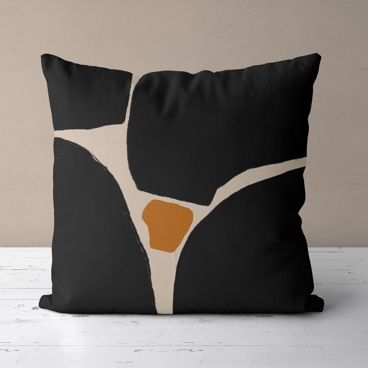 Modern Black Shapes Throw Pillow