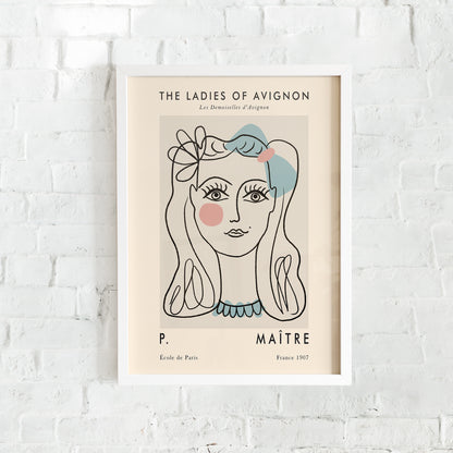 Line Art - The Ladies of Avignon - Poster