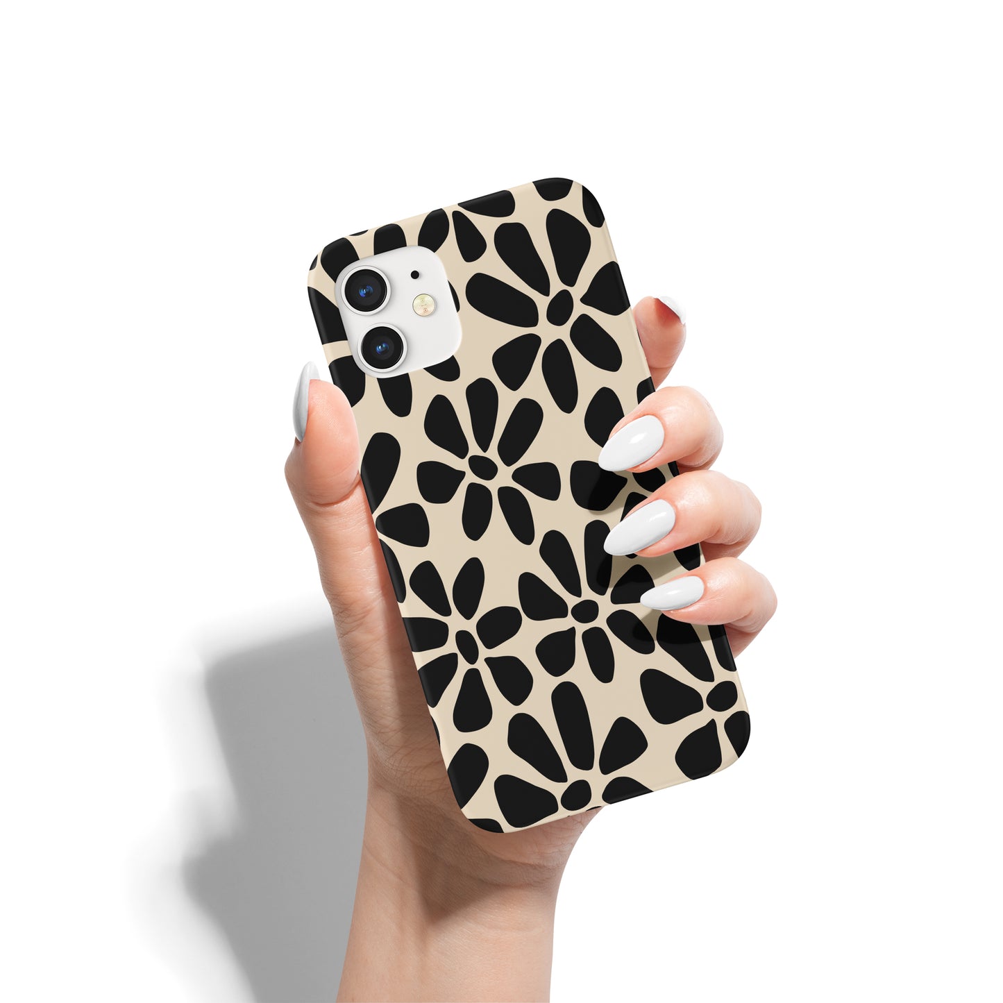 Black Retro Floral Pattern iPhone Case