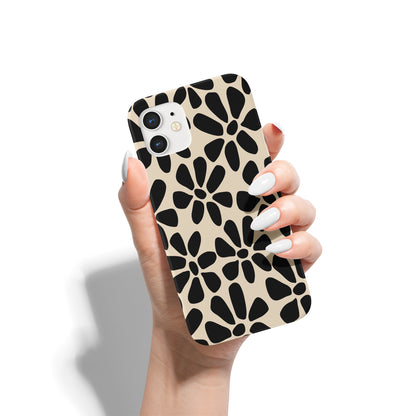 Black Retro Floral Pattern iPhone Case